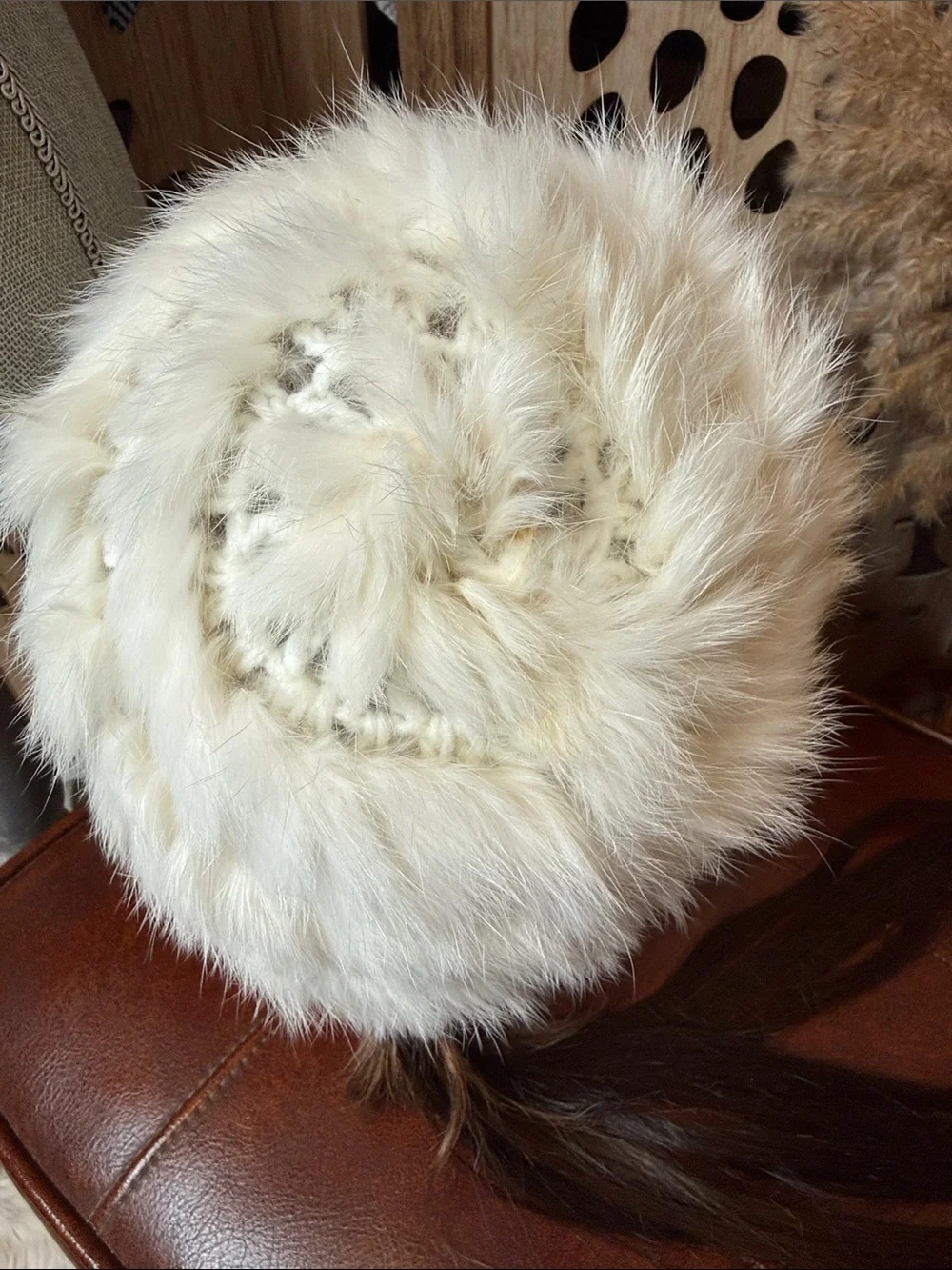 White Fur Knit Beanie